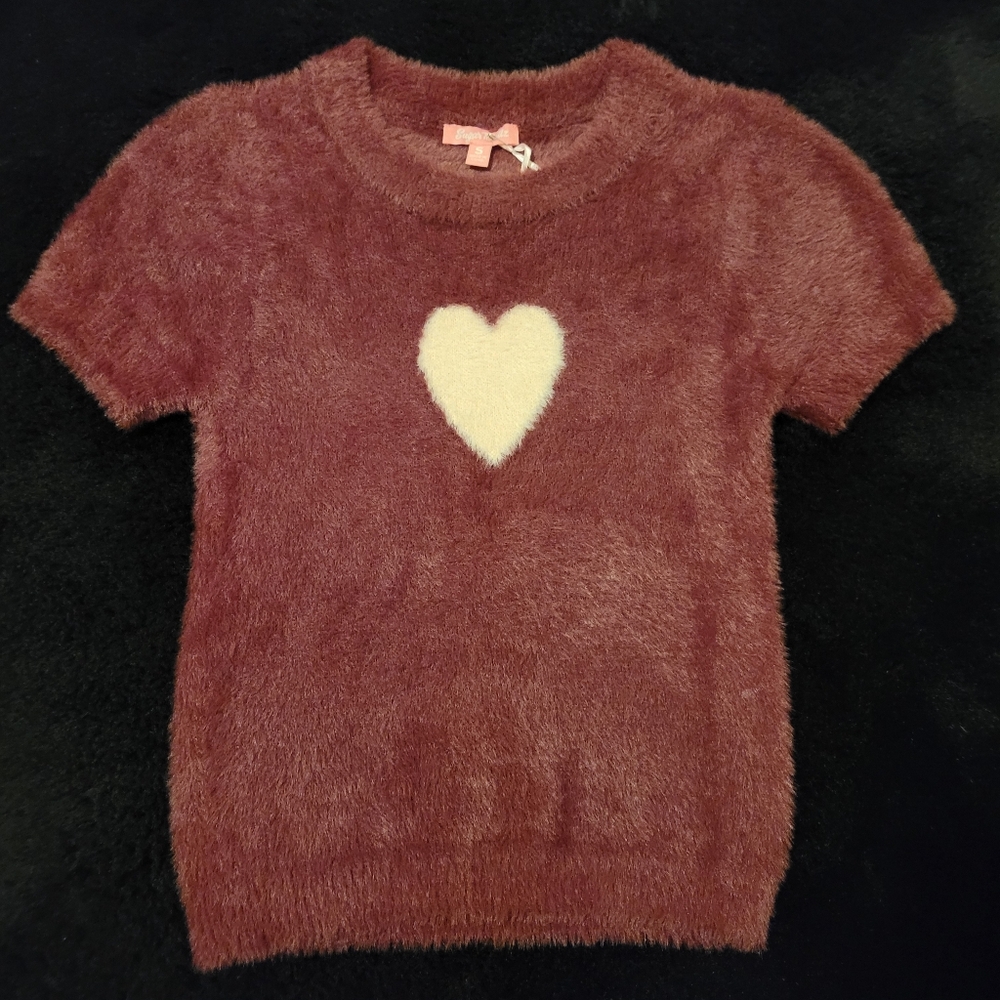 Sugar Thrillz Red Heart Fuzzy Sweater